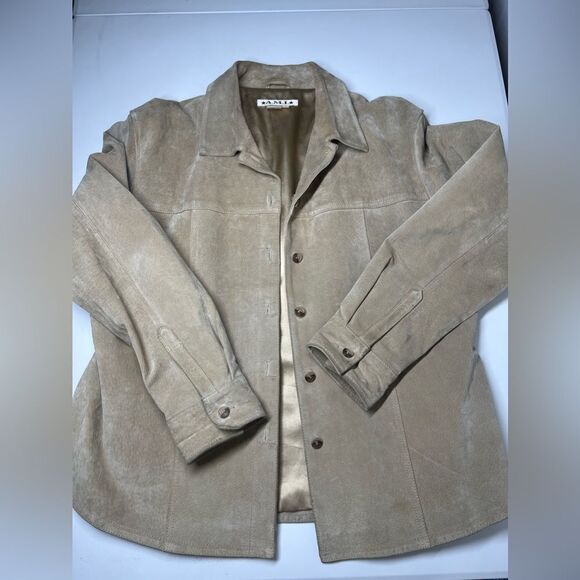 Vintage AMI Tan Genuine Suede Leather Button Up Jacket Size XL - Picture 5 of 9
